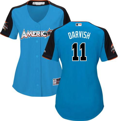 Rangers #11 Yu Darvish Blue All-Star American League Women's Stitched MLB Jersey